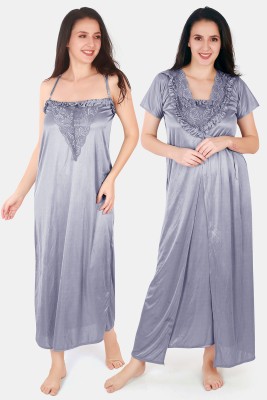 Be You Women Nighty with Robe(Grey)