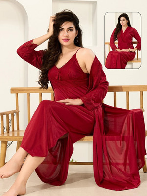 Kattly Women Nighty(Red)