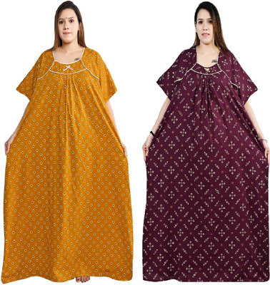 Bindass female collection Women Nighty(Yellow, Multicolor)