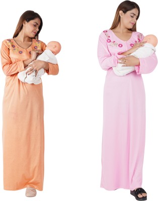REN STAR Women Maternity/Nursing Nighty(Multicolor)