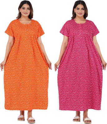 Wristy Women Nighty(Orange, Pink)