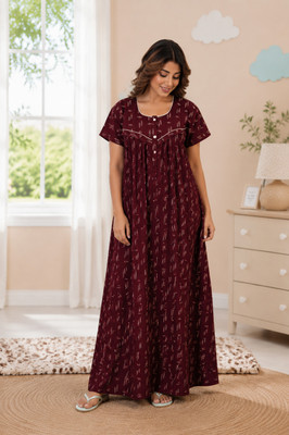 Ramya Trends Women Maternity/Nursing Nighty(Maroon)