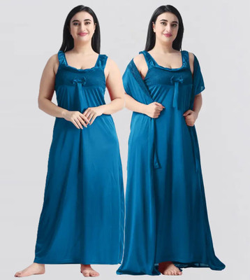XPIOX Women Nighty Set(Blue)