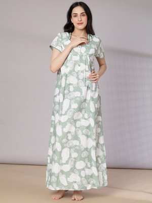 V-MART Women Nighty(Light Green)
