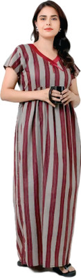 ANSHIKATOZ Women Nighty with Robe(Maroon)