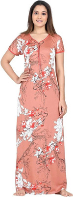 HouseOfCommon Women Nighty(Pink, White)