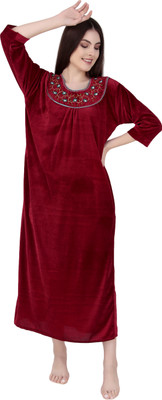 BOMBASED Women Nighty(Maroon)