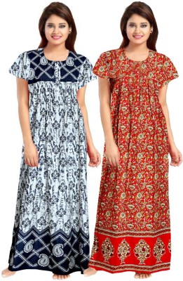 AAKARSHANA CREATION Women Nighty Set(Black, Red, Light Blue)