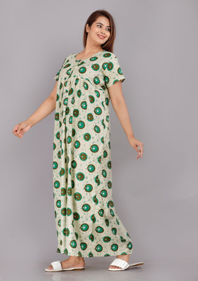 AakarShana Women Nightdress(Green)