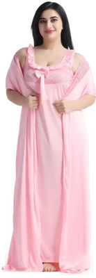 SHARSTI Women Nighty with Robe(Pink)