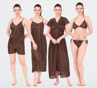XPIOX Women Nightdress(Brown)