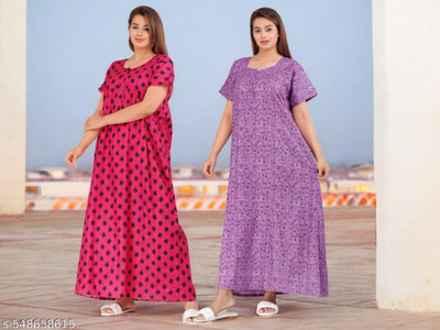Hitisha Enterprises Women Nighty(Multicolor)