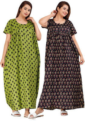 impression Women Nighty(Green, Black)