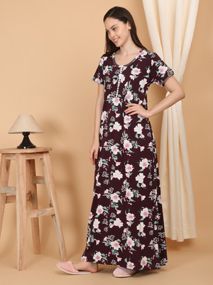 SWEET DREAMS Women Nighty(Brown)