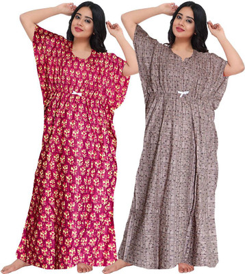 KrishvProducts Women Nighty(Blue)