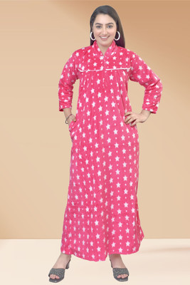 MECHANICALwear Women Nighty(Pink)