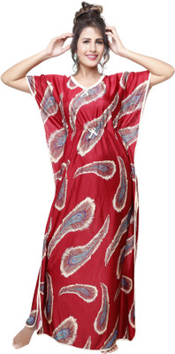 VIHA CREATION Women Nighty(Maroon)