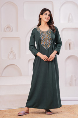 HARGUN NIGHT WEAR Women Nighty(Dark Green)
