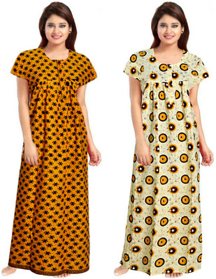 Vatatmaj Creations Women Nighty(Yellow)