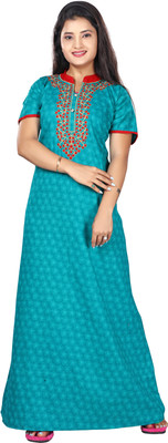 SHLOKE Women Nighty(Light Green)