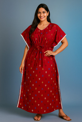 Prodip Creation Women Nighty with Robe(Red)