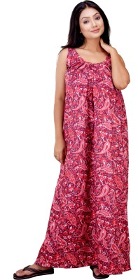 CLYMAA Women Nighty(Red, Multicolor)