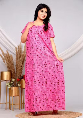 AakarShana Women Nightdress(Pink)