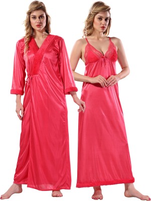 Be You Women Nighty with Robe(Pink)