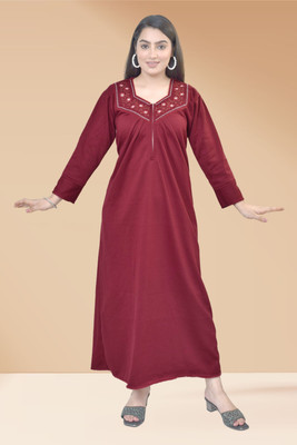MECHANICALwear Women Nighty(Maroon)