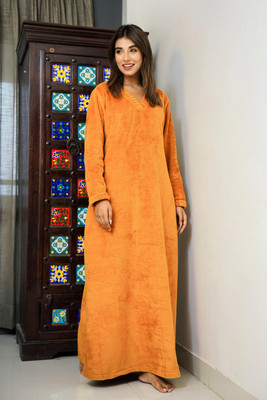 Feathers Closet Women Nighty(Yellow)