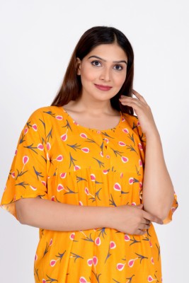 adinath Women Nighty(Yellow)