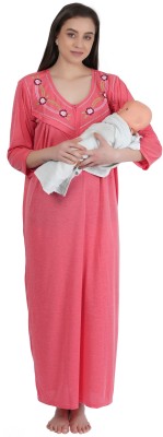 JECCEFASHION Women Maternity/Nursing Nighty(Pink)