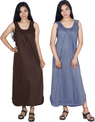 Rylie Women Nighty(Brown, Grey)