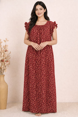 bahumaan Women Nighty(Red)