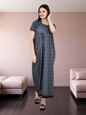 LDHSATI Women Nighty Set(Grey, Dark Blue)