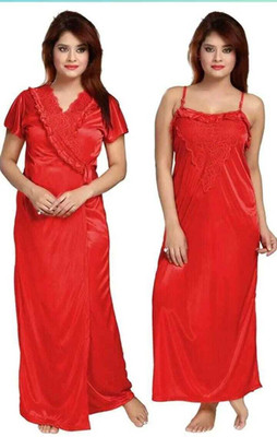 VELEZZA Women Nighty(Red)
