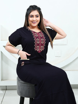 ZAIRRA Women Nighty(Black)