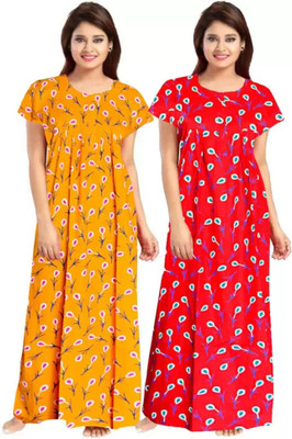 SK Fashion Women Nighty(Multicolor)