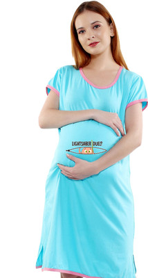 Sillyboom Women Maternity/Nursing Nighty(Light Blue)