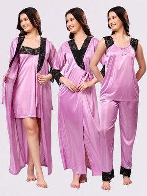 Punchi Women Nighty with Robe(Purple)