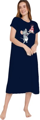 monaarch Women Nightdress(Dark Blue)