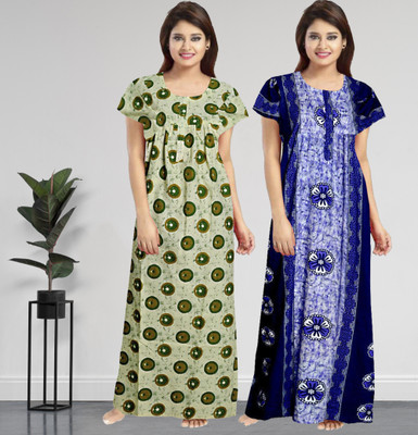 AakarShana Women Nighty(Multicolor)
