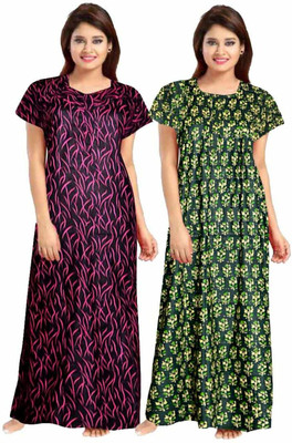 impression Women Nighty(Pink, Green)