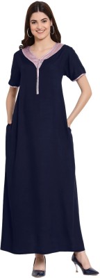 patrorna Women Nighty(Dark Blue)