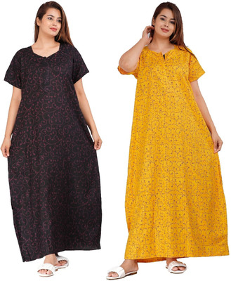 Arti fashion Women Nighty(Black, Yellow)