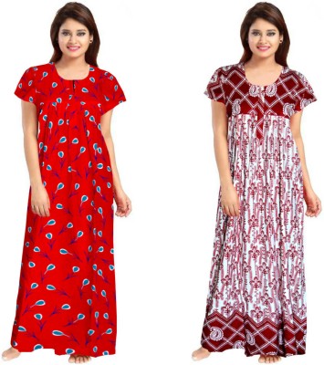 PMK FASHION Women Nighty(Red)