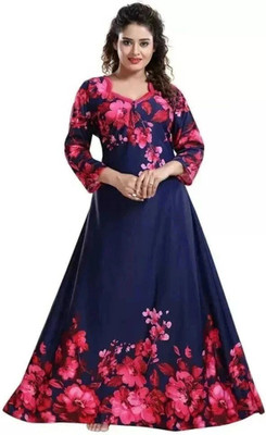 VELEZZA Women Nighty(Pink, Dark Blue)