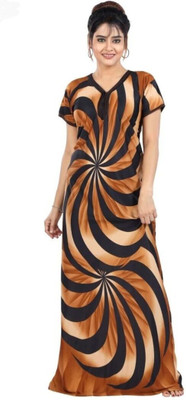 ANANT CREATION Women Nighty(Orange, Black)