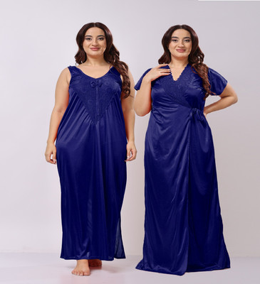 Punchi Women Nighty with Robe(Dark Blue)