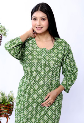 ANANT CREATION Women Nighty(Dark Green)